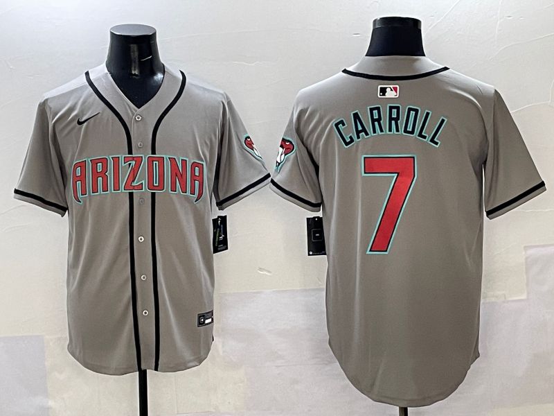 Men Arizona Diamondback #7 Carroll Grey Game Nike 2025 MLB Jersey style 31
